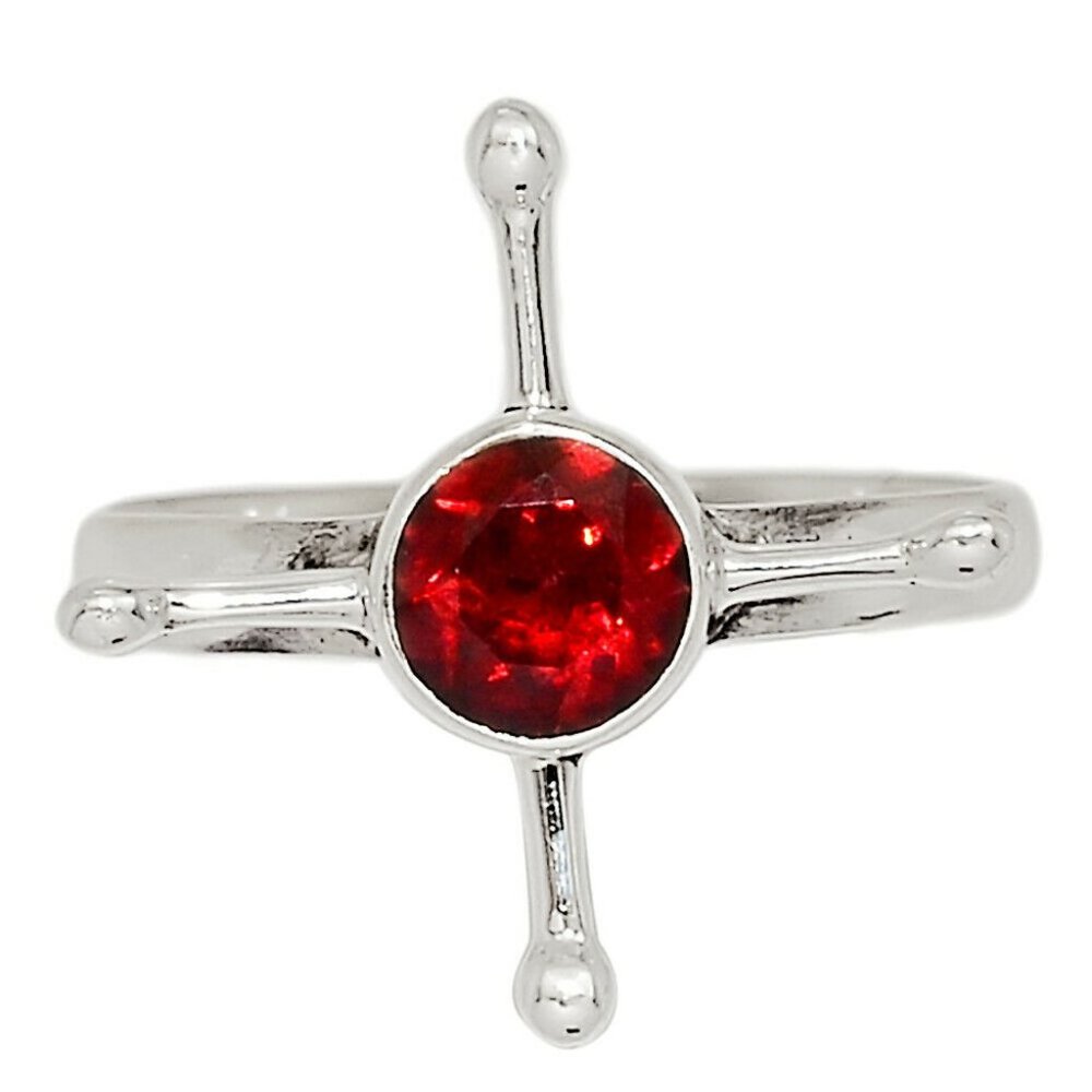 Garnet and Silver Ring Size 7.5